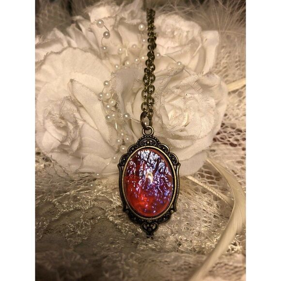 Large Mexican Fire Opal Dragons Breath Necklace - Picture 6 of 8